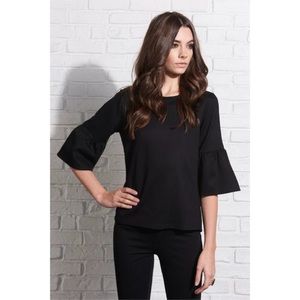 David Lerner Black Bell Sleeve Top | Party Work | XS
